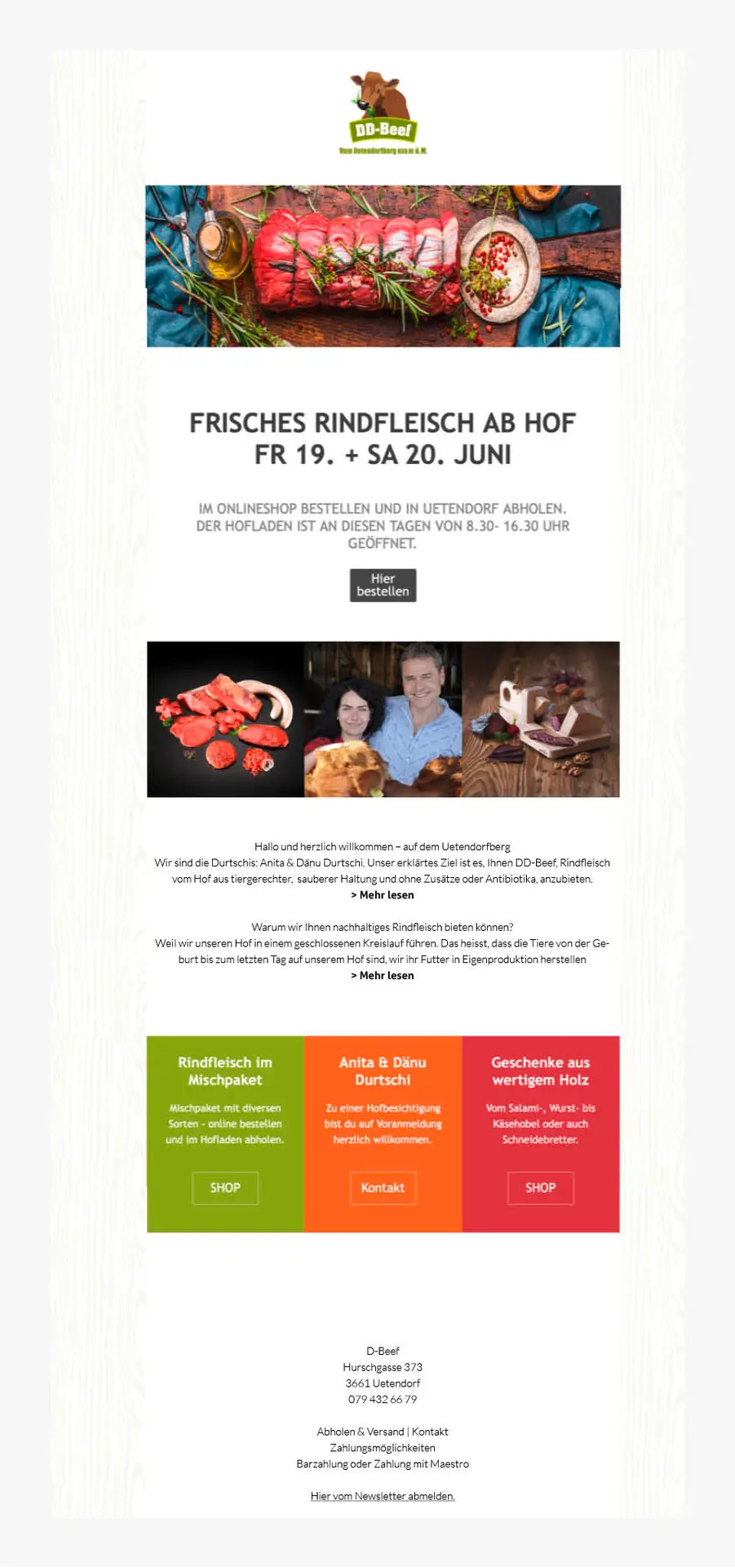 Branding DD-Beef, Newsletter