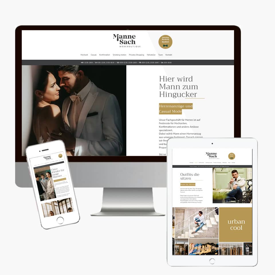 Website ManneSach Herrenmode