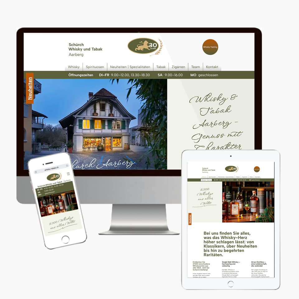 Whisky & Tabak Website von Schürch Aarberg